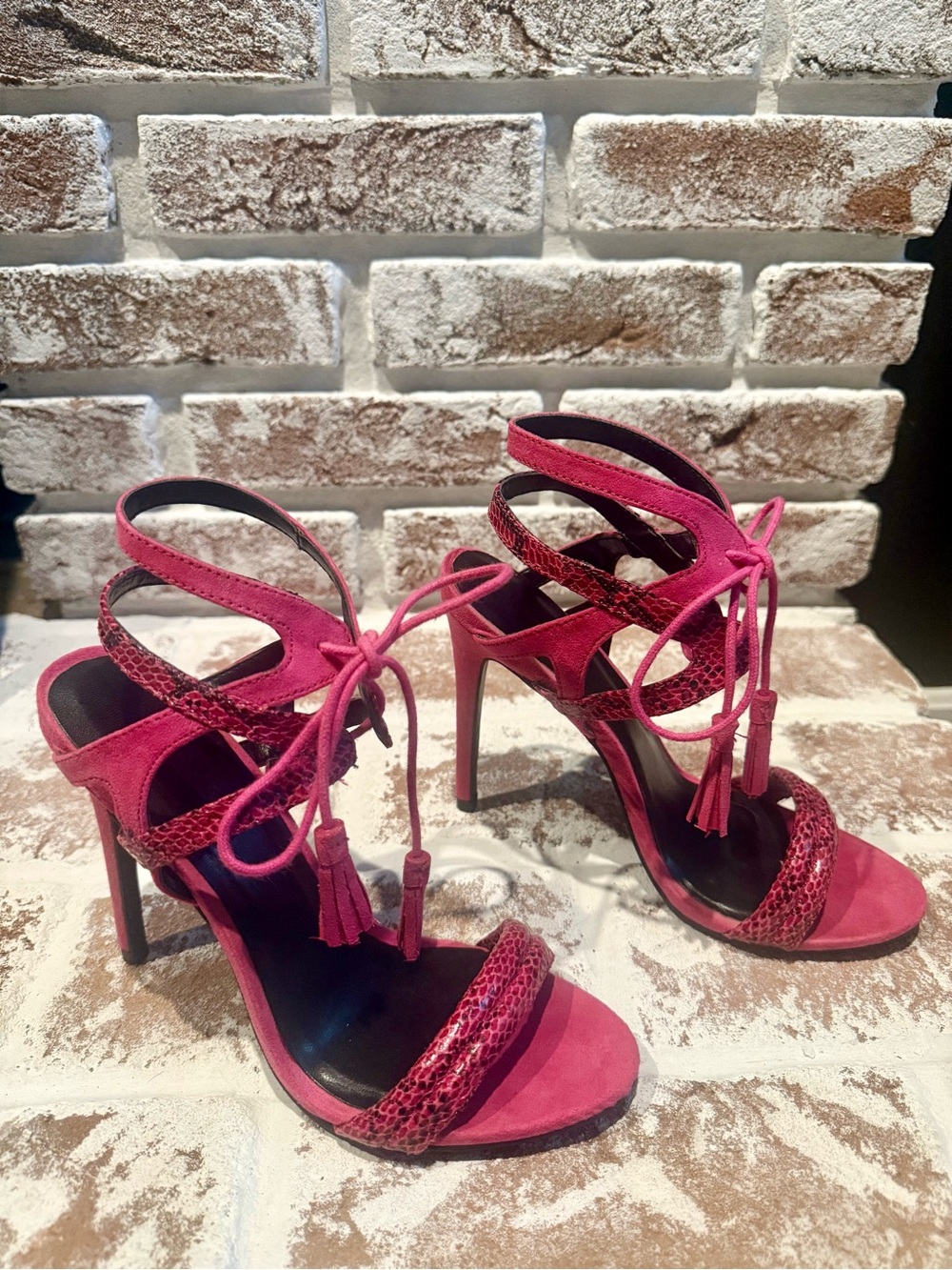 Charlotte Russe Fuchsia Lace-Up High Heel Sandals